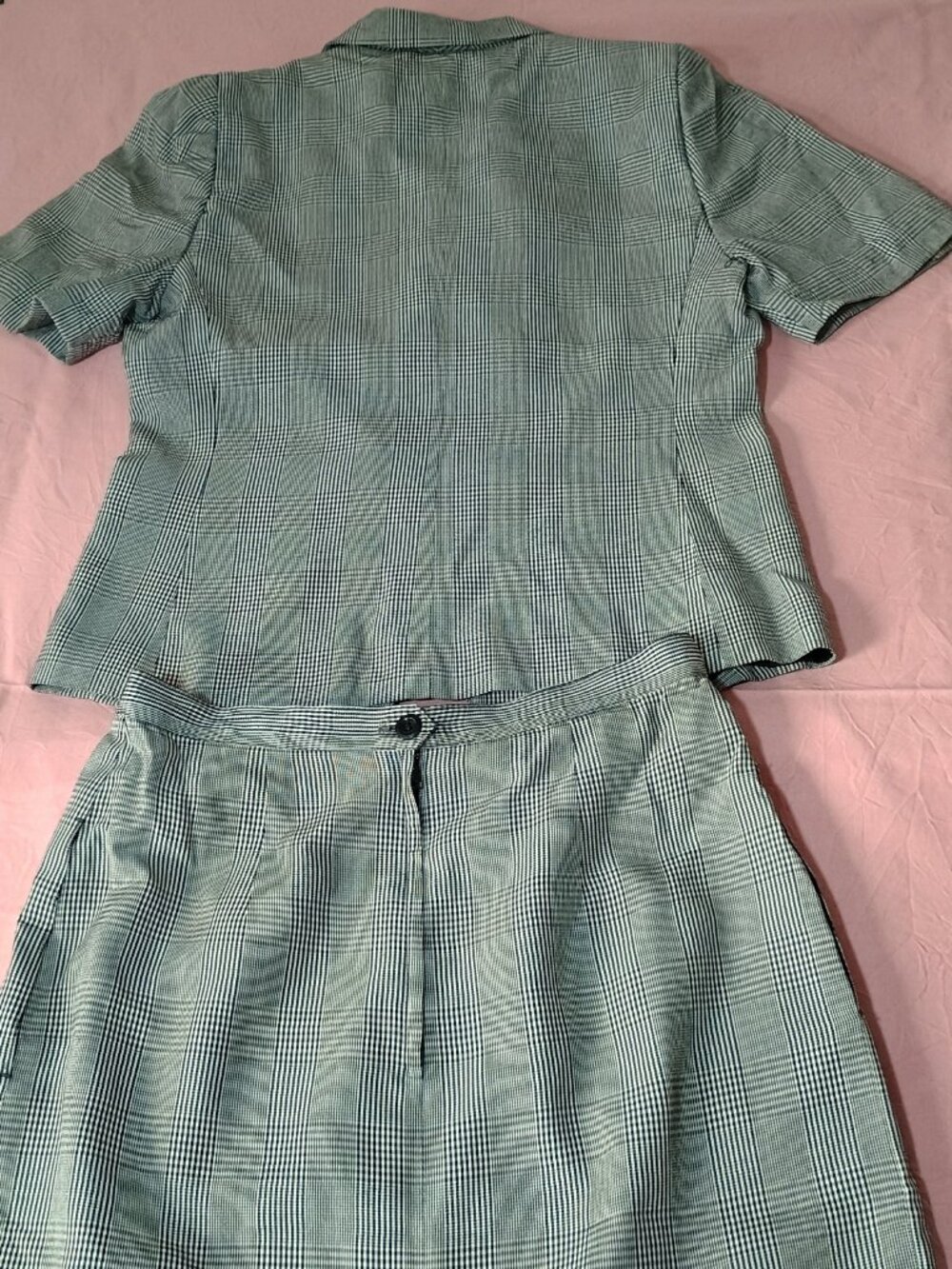 Le Suit 2 Pc women skirt suit 8P gray black plaid 2 pockets fully lined career - Picture 7 of 12
